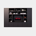 123schrank TV-Fachschrank Austin - 350x40x240H cm - offene Fächer - 6 grifflose geschlossene Türen - TV-Fach - Cinewall - schlankes Design