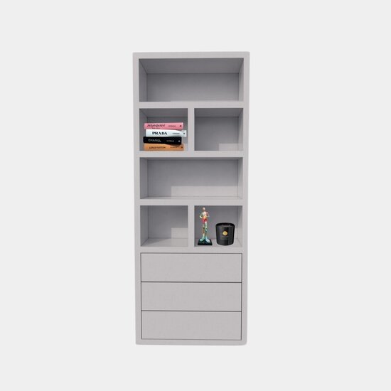 123schrank Sideboard Dallas - 90x40x230H cm - schlankes Design - offene Fächer - 3 grifflose Soft-Close-Schubladen - 5cm Fachbodenstärke