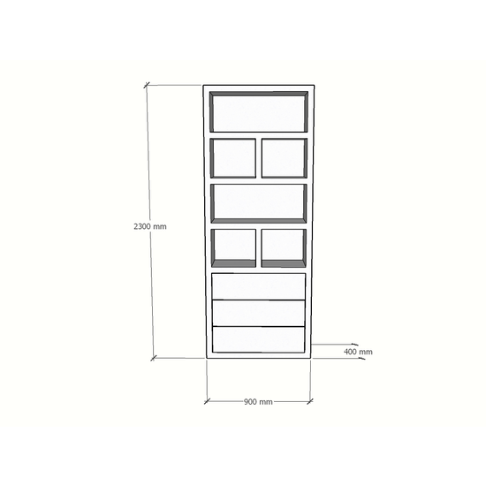 123schrank Sideboard Dallas - 90x40x230H cm - schlankes Design - offene Fächer - 3 grifflose Soft-Close-Schubladen - 5cm Fachbodenstärke