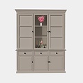 123schrank Buffetschrank Richland - 170x51x220H cm - geschlossene Türen im Oberschrank - 6 Flügeltüren - 3 Soft-Close-Schubladen - Landhausstil