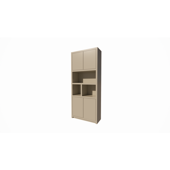 123schrank Albufeira Regal - 100x40x240H cm - 4 grifflose Push-to-Open Türen - schlankes Design - Türen im Oberschrank - 5cm Fachbodenstärke