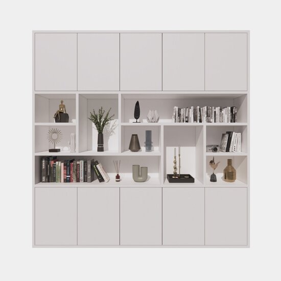 123schrank Liverpooler Fächerschrank - 240x40x240H cm - 5cm Fachbodenstärke - push to open Türen - schlankes Design - Türen im Oberschrank