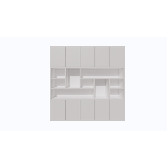 123schrank Liverpooler Fächerschrank - 240x40x240H cm - 5cm Fachbodenstärke - push to open Türen - schlankes Design - Türen im Oberschrank