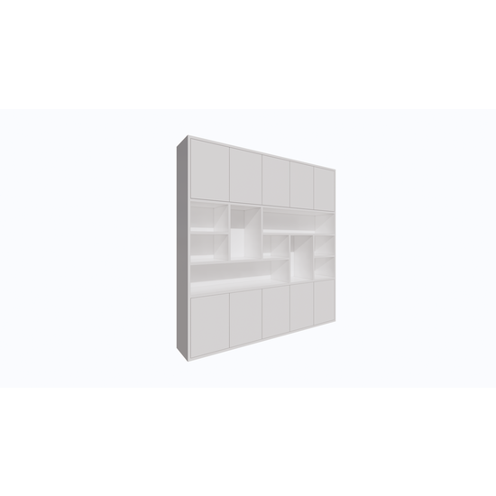 123schrank Liverpooler Fächerschrank - 240x40x240H cm - 5cm Fachbodenstärke - push to open Türen - schlankes Design - Türen im Oberschrank