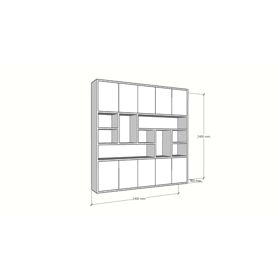 123schrank Liverpooler Fächerschrank - 240x40x240H cm - 5cm Fachbodenstärke - push to open Türen - schlankes Design - Türen im Oberschrank