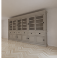 123schrank Buffetschrank Bari - 390x50x240H cm - Mittelrahmen Eiche - Oberrahmen Eiche - Rückwand Eiche - mit Schiebetüren und Soft-Close-Schubladen
