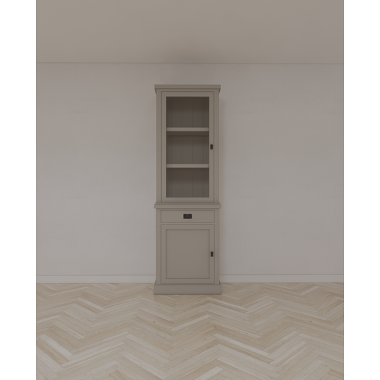 123schrank Vitrine Tarente 01 - 70x45x220H - 1 Schranktür - 1 Soft-Close-Schublade - 1 geschlossene Tür