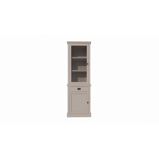 123schrank Vitrine Tarente 01 - 70x45x220H - 1 Schranktür - 1 Soft-Close-Schublade - 1 geschlossene Tür