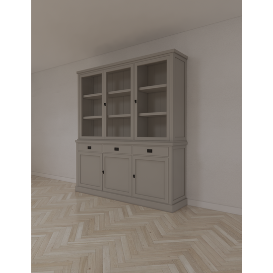 123schrank Buffetschrank Tarente 04 -200x45x220H - 3 Schranktüren - 3 Soft-Close-Schubladen - 3 geschlossene Türen