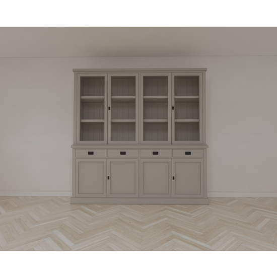 123schrank Buffetschrank Tarente 05 - 220x45x220H - 4 Schranktüren - 4 Soft-Close-Schubladen - 4 geschlossene Türen