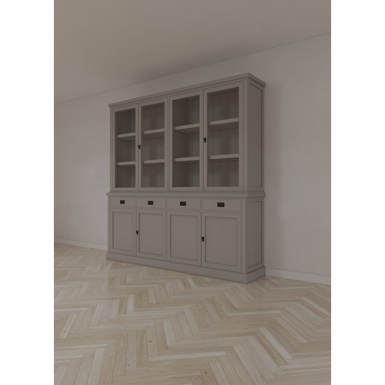 123schrank Buffetschrank Tarente 05 - 220x45x220H - 4 Schranktüren - 4 Soft-Close-Schubladen - 4 geschlossene Türen