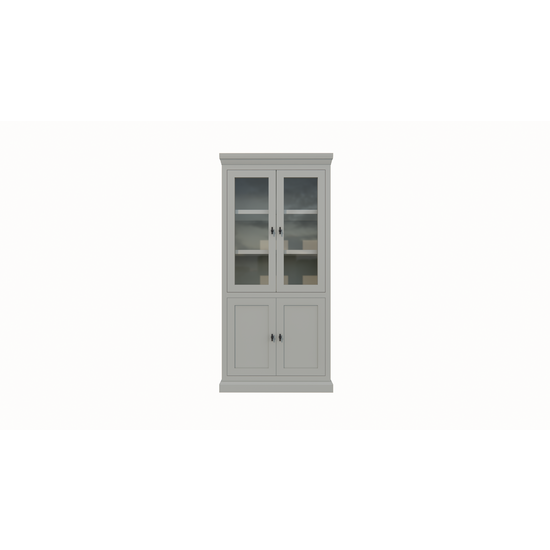 123schrank Vitrine Foggia 02 - 107x48x225H cm - 2 Schranktüren - 2 geschlossene Türen - rustikaler/klassischer Dekorrahmen