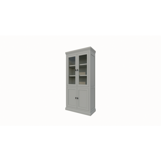 123schrank Vitrine Foggia 02 - 107x48x225H cm - 2 Schranktüren - 2 geschlossene Türen - rustikaler/klassischer Dekorrahmen