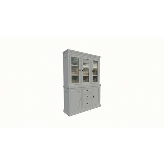 123schrank Buffetschrank Foggia 03 - 160x48x225H cm - 3 Schranktüren - 3 Soft-Close-Schubladen - 2 geschlossene Türen - rustikaler/klassischer Dekorrahmen
