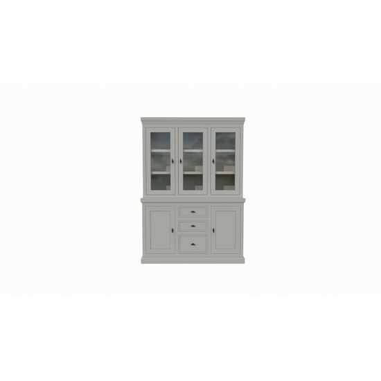 123schrank Buffetschrank Foggia 03 - 160x48x225H cm - 3 Schranktüren - 3 Soft-Close-Schubladen - 2 geschlossene Türen - rustikaler/klassischer Dekorrahmen