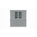 123schrank Buffetschrank Foggia 05- 225x48x225H cm - 2 geschlossene Türen im oberen Schrank - 2 Vitrinentüren - 4 geschlossene Türen im unteren Schrank - 6 Soft-Close-Schubladen - rustikaler/klassischer Dekorrahmen