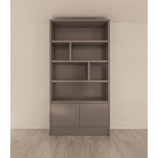 123schrank Granville Regal - 130 x 40 x 250 cm - 5 cm Fachbodenstärke - offene Regale - schlankes Design - 2 grifflose Push-to-open-Türen