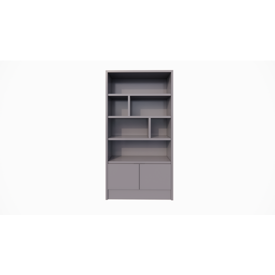 123schrank Granville Regal - 130 x 40 x 250 cm - 5 cm Fachbodenstärke - offene Regale - schlankes Design - 2 grifflose Push-to-open-Türen