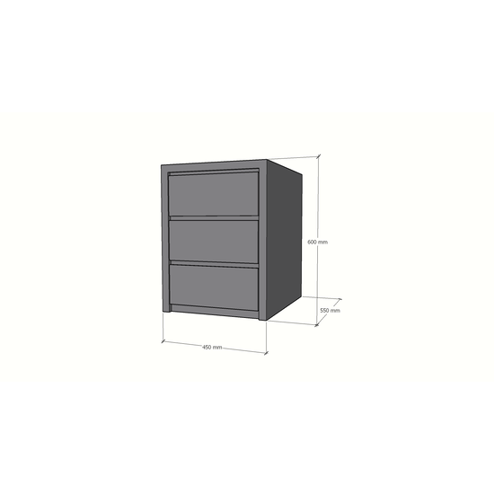123schrank Nachttisch/Schubladenblock Vigo - 45x55x60H cm - 3 grifflose Soft-Close-Schubladen - schlankes Design