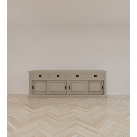 123schrank Sideboard Riviera - 260x55x90H cm - 4 Schiebetüren - 4 Schubladen mit Soft-Close - rustikale Ausführung