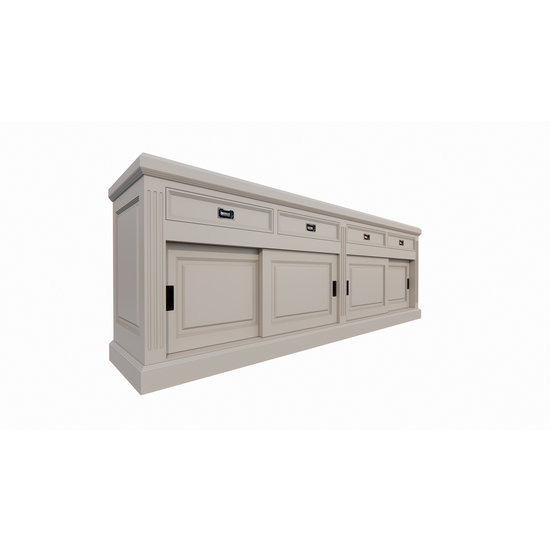 123schrank Sideboard Riviera - 260x55x90H cm - 4 Schiebetüren - 4 Schubladen mit Soft-Close - rustikale Ausführung