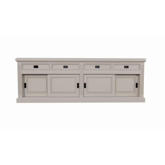 123schrank Sideboard Riviera - 260x55x90H cm - 4 Schiebetüren - 4 Schubladen mit Soft-Close - rustikale Ausführung