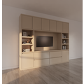 123schrank TV-Fachschrank Biarritz - 260x40x220H cm - TV-Fach - Cinewall - push to open Türen - grifflose Soft-Close-Schubladen - offene Fächer - schlankes Design - 5cm Fachboden- und Rahmenstärke