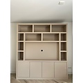 123schrank Tv/Vakkenkast Manhattan 12 - 200x40x240H cm - Cinewall - TV-Fach - offene Einlegeböden - schlankes Design - 5cm Einlegebodenstärke - 4 grifflose push to open Türen