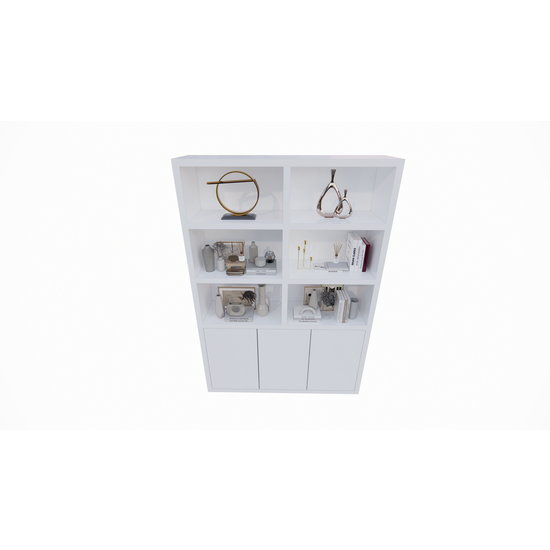 123schrank Durham Regal - 160x40x230H cm - 3 grifflose push-to-open Türen - offene Regale - schlankes Design - 5cm Bodenstärke - Bücherregal