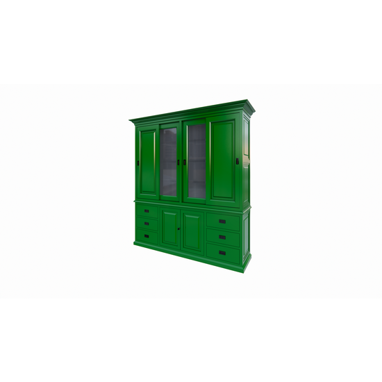 123schrank Buffetschrank Arizona - 200x50x230H cm - geschlossene und Vitrinenschiebetüren - 6 Soft-Close-Schubladen