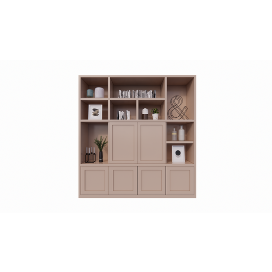 123schrank Lagerschrank Salvador - 220x40x230H cm - offene Fachböden - 6 aufschiebbare Türen - Fachböden hinter den Türen