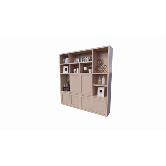 123schrank Lagerschrank Salvador - 220x40x230H cm - offene Fachböden - 6 aufschiebbare Türen - Fachböden hinter den Türen