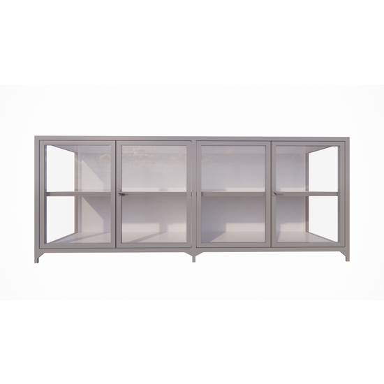 123schrank Sideboard/Theke Belo - 200x45x80H cm - 4 Flügeltüren - Ganzglas