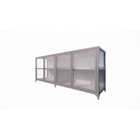 123schrank Sideboard/Theke Belo - 200x45x80H cm - 4 Flügeltüren - Ganzglas