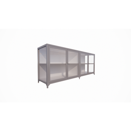 123schrank Sideboard/Theke Belo - 200x45x80H cm - 4 Flügeltüren - Ganzglas