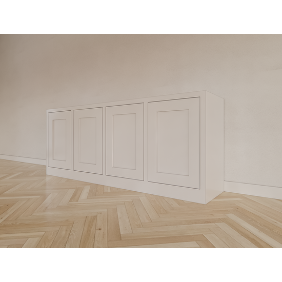 123schrank Sideboard Tunja - 200x45x80H cm - 4 grifflose Türen - schlankes Design - push to open Türen