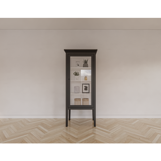 123schrank Vitrine Pasto - 70x50x180H cm - auf Beinen - schlichtes Design