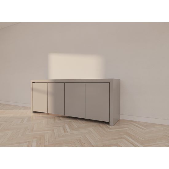 123schrank Chaves Sideboard - 200x50x80H cm - grifflose Türen - 4 Push-to-open-Türen - schlankes Design