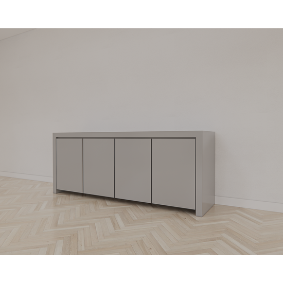 123schrank Chaves Sideboard - 200x50x80H cm - grifflose Türen - 4 Push-to-open-Türen - schlankes Design