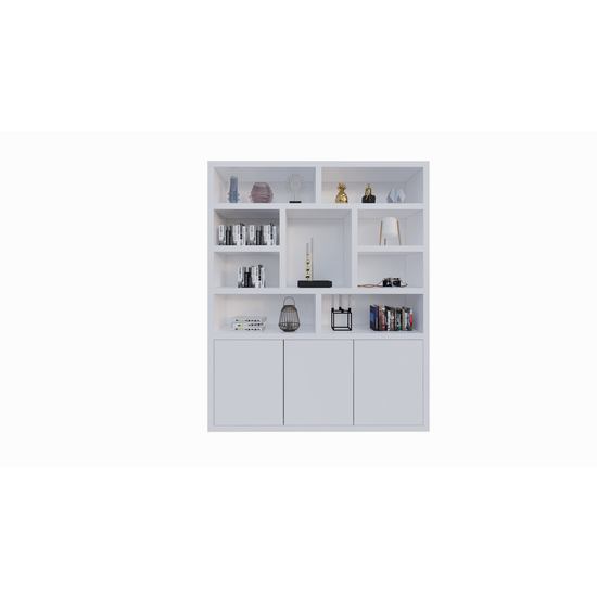 123schrank Cinque Regal - 180x40x220H cm - grifflose Push-to-Open-Türen - offene Regale - schlankes Design - 5cm Bodenstärke