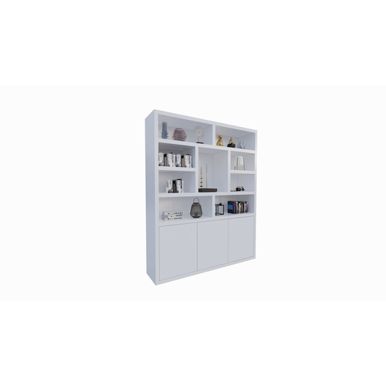 123schrank Cinque Regal - 180x40x220H cm - grifflose Push-to-Open-Türen - offene Regale - schlankes Design - 5cm Bodenstärke