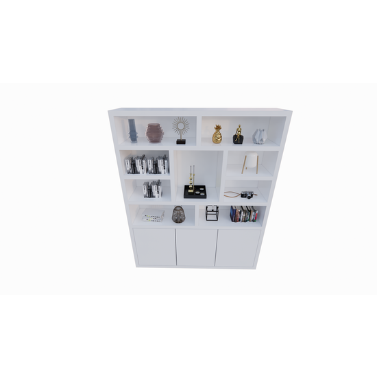 123schrank Cinque Regal - 180x40x220H cm - grifflose Push-to-Open-Türen - offene Regale - schlankes Design - 5cm Bodenstärke