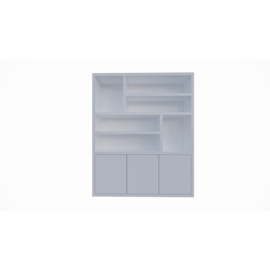 123schrank Fächerschrank Japan - 180x40x220H cm - 3 grifflose Push-to-Open-Türen - offener Schrank - Stick-Design - 5cm Fachbodenstärke