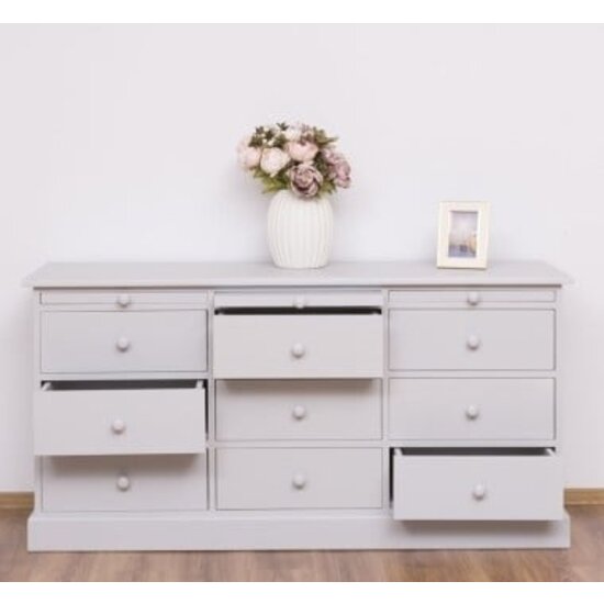 123schrank Kommode Bora Bora - 160x50x80H cm - 9 Soft-Close-Schubladen - 3 ausziehbare Einlegeböden - schlichte Ausführung