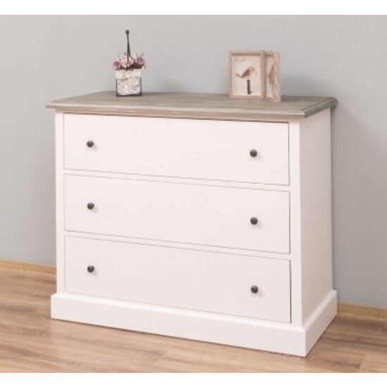 123schrank Kommode Lombok - 100x40x90H cm - 3 Soft-Close-Schubladen - Eichenplatte