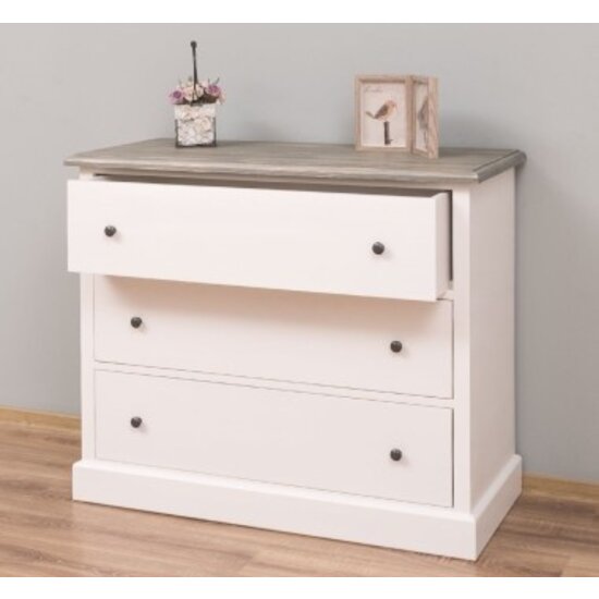 123schrank Kommode Lombok - 100x40x90H cm - 3 Soft-Close-Schubladen - Eichenplatte