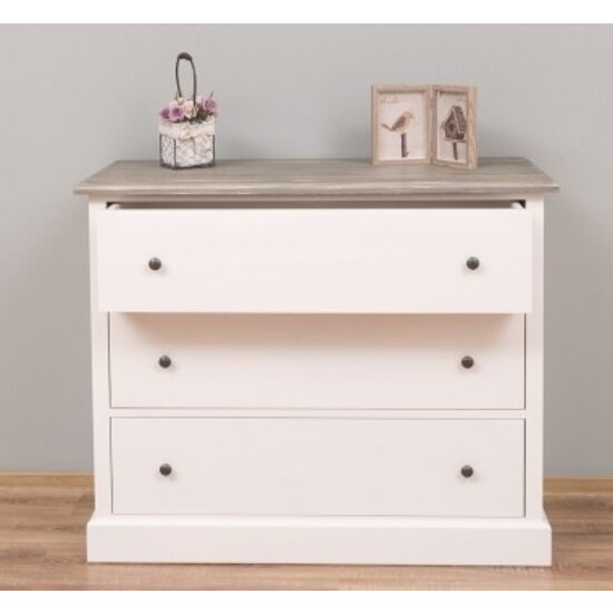 123schrank Kommode Lombok - 100x40x90H cm - 3 Soft-Close-Schubladen - Eichenplatte