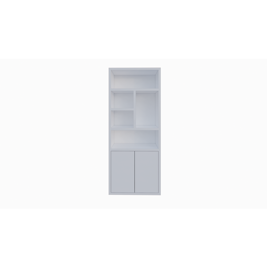 123schrank Bücherregal Mendoza 01 - 90x35x220H cm - 2 Türen zum Aufschieben - 5 offene Fächer