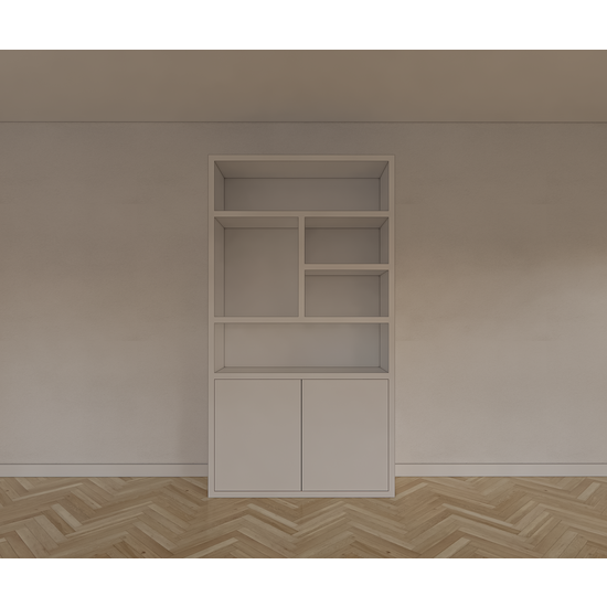 123schrank Fächerschrank Mendoza 02 - 120x35x220H cm - 2 push-to-open Türen - 5 offene Fächer