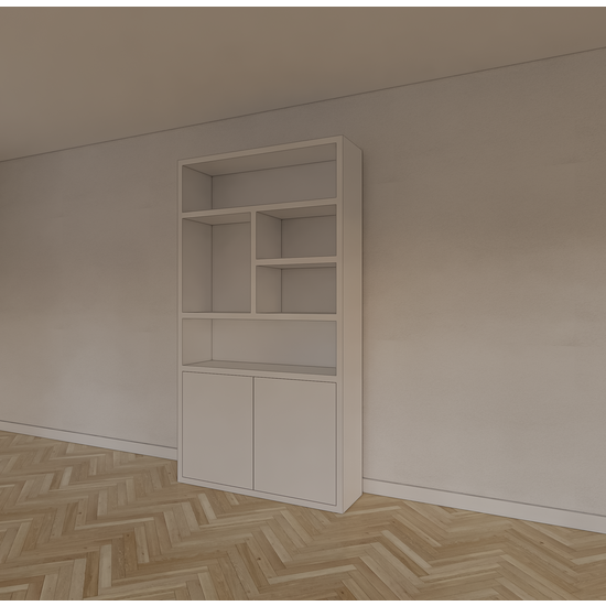 123schrank Fächerschrank Mendoza 02 - 120x35x220H cm - 2 push-to-open Türen - 5 offene Fächer